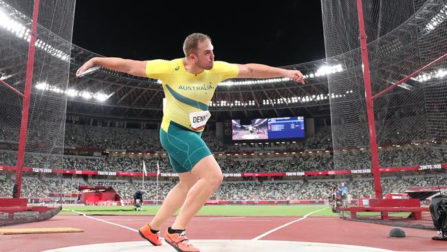 Matthew Denny ocompetes in the Men's Discus Throw Final on day eight of the Tokyo 2020 Olympic Games. Picture: Getty Images