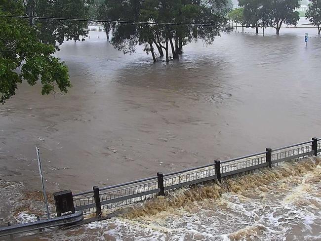 Flooding in Laidley's main street following Cyclone Alfred. Picture: Lockyer Valley Regional Council