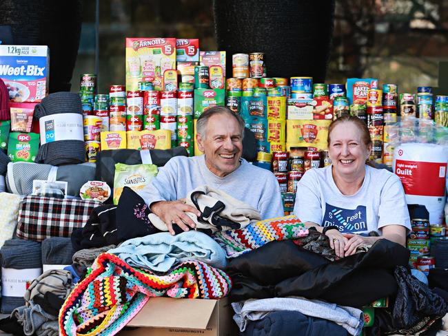 10/7/18 (LR) Ian McGregor (treasurer) and Lynette Favelle (president) from Street Mission at Dee Why RSL who have with some of the items they have helped donate for Street Mission.  Picture: Adam Yip / Manly Daily