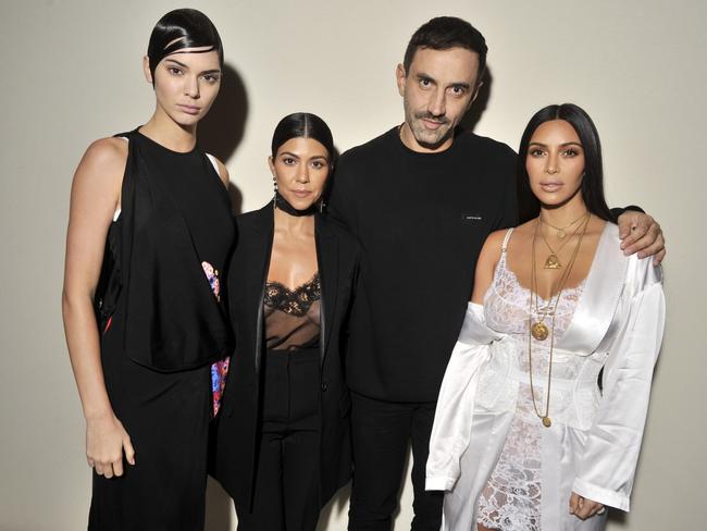 Kourtney and Kim Kardashian support sister Kendall Jenner and designer pal Riccardo Tisci at the Givenchy show during Paris Fashion Week. Picture: Splash