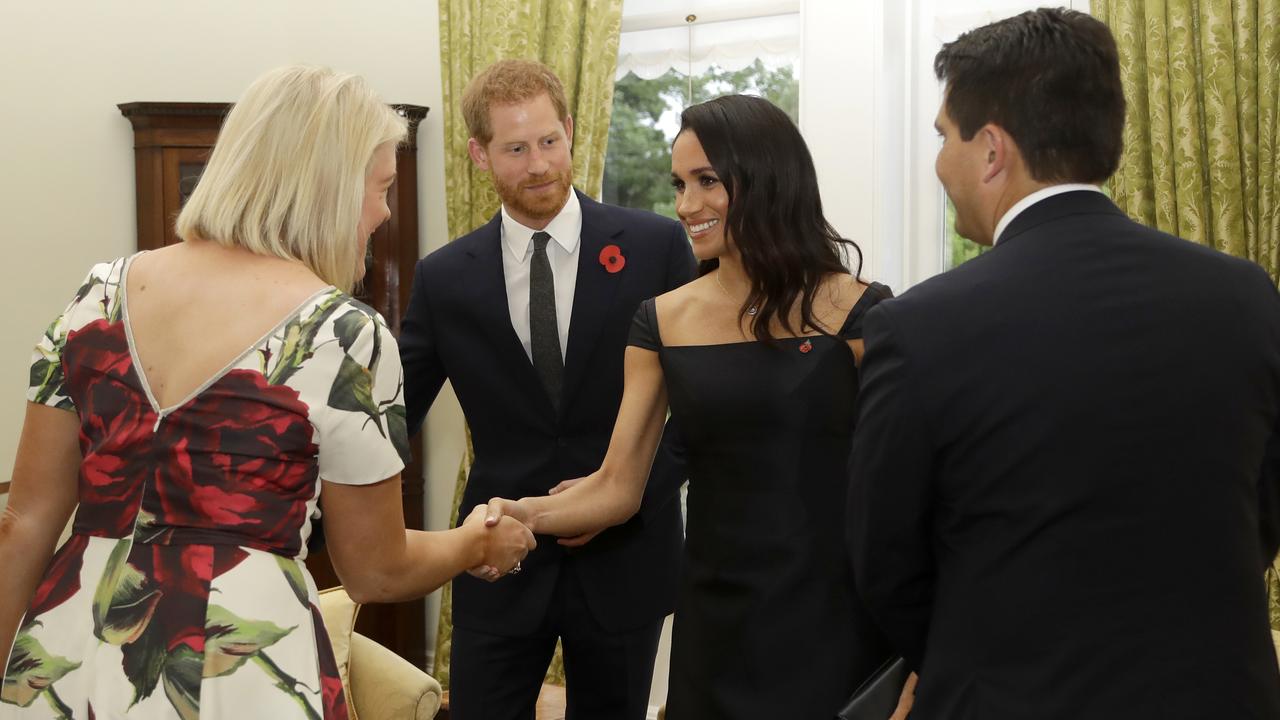 The Duke and Duchess of Sussex met with the Leader of the Opposition and his wife at Government House. Credit: AP Photo/Kirsty Wigglesworth, Pool