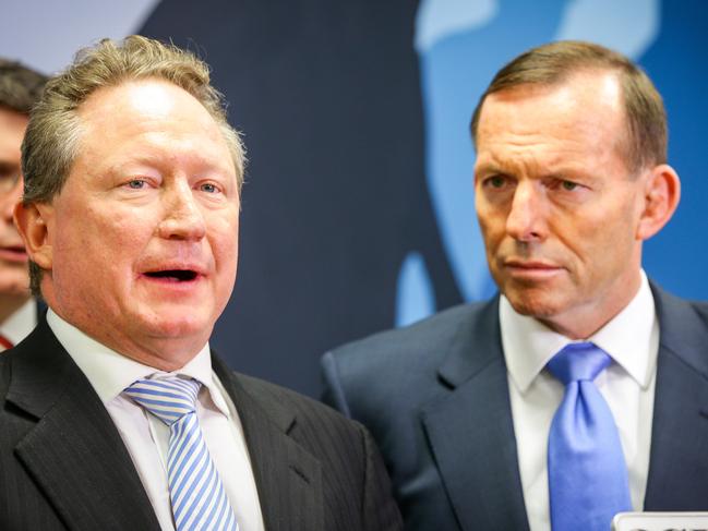 Andrew Forrest  and Prime Minister Tony Abbott  at launch of the Report on the Indigenous Jobs and Training Review. Pictured in Blacktown.