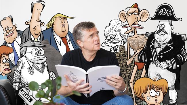 Cartoonish John ‘Polly’ Farmer and some of his friends from <i>A Minute of Your Time: 30 Years of Cartoons</i>