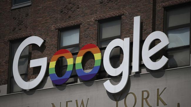 NEW YORK, NY - JUNE 3: The Google logo adorns the outside of their NYC office Google Building 8510 at 85 10th Ave on June 3, 2019 in New York City. Shares of Google parent company Alphabet were down over six percent on Monday, following news reports that the U.S. Department of Justice is preparing to launch an anti-trust investigation aimed at Google.   Drew Angerer/Getty Images/AFP == FOR NEWSPAPERS, INTERNET, TELCOS & TELEVISION USE ONLY ==