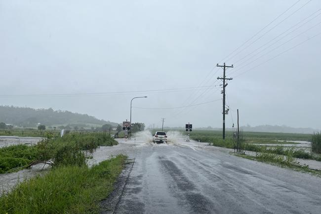 Richmond Rd at Glenella closed due to flooding. Photo taken at 8.20am, February 4 2025. Picture: Luke Lay