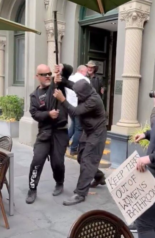 A violent brawl erupted in front of dozens of people sitting outside a popular Spring St pub. Picture: Mitch Clark