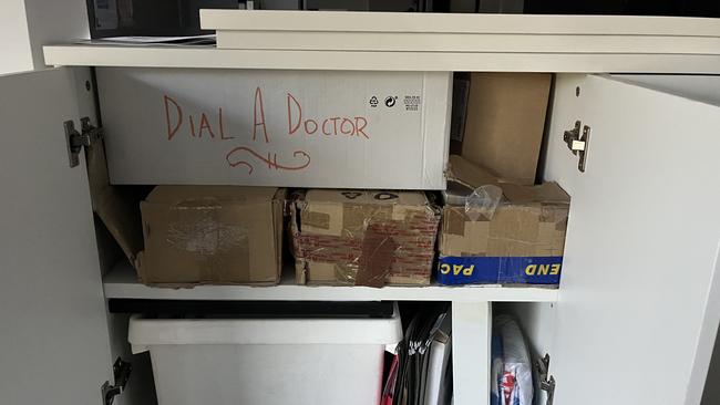 A box marked `Dial A Doctor’ in the cupboard at Cocoon’s Brisbane HQ.