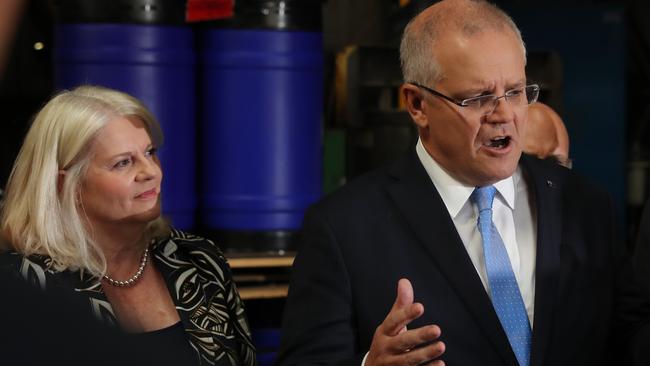 Prime Minister Scott Morrison with Karen Andrews. Picture: Alex Coppel.