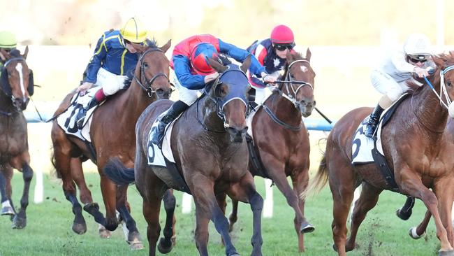 British Angel ridden by Tom Madden wins the Thoroughbred Club of Australia Handicap at Caulfield Racecourse on June 01, 2024 in Caulfield, Australia. (Photo by Scott Barbour/Racing Photos via Getty Images)