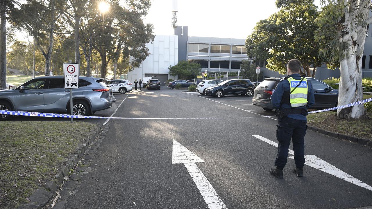 Police investigate after a person was struck and killed by a car while attending an illegal rave in Kooyong. Picture: Andrew Henshaw