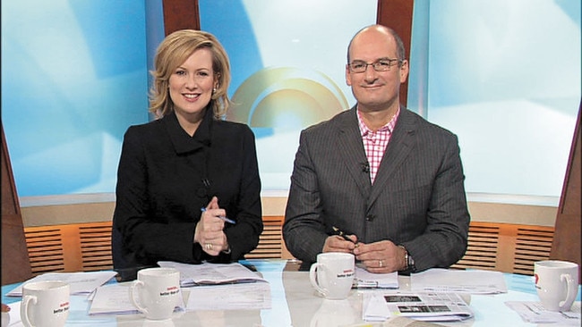 Melissa Doyle on set with her Sunrise co-host David Koch in 2007.