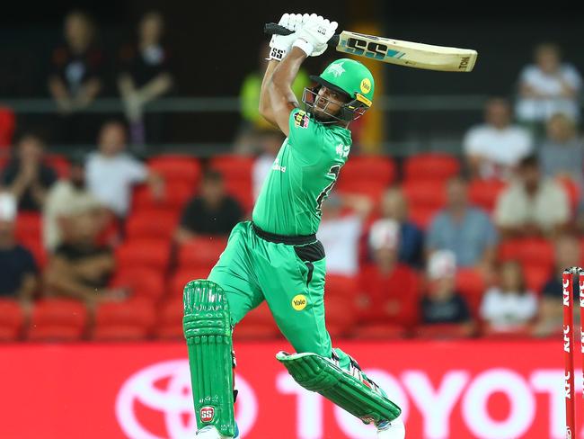 GOLD COAST, AUSTRALIA - DECEMBER 26: Nicholas Pooran of the Stars bats during the Big Bash League match between Sydney Sixers and the Melbourne Stars at Metricon Stadium, on December 26, 2020, in Gold Coast, Australia. (Photo by Chris Hyde/Getty Images)