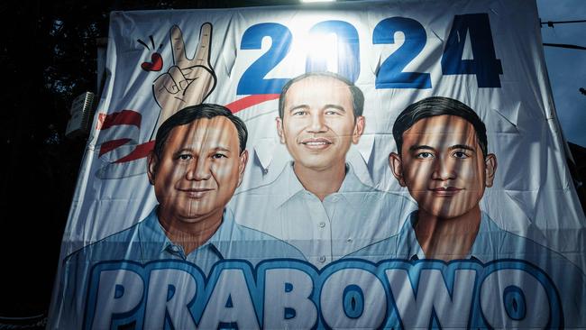 Prabowo Subianto and Gibran Rakabuming Raka, son of President Joko Widodo, as seen on campaign posters in Jakarta. Picture: AFP