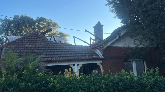 The roof of the house caved in.