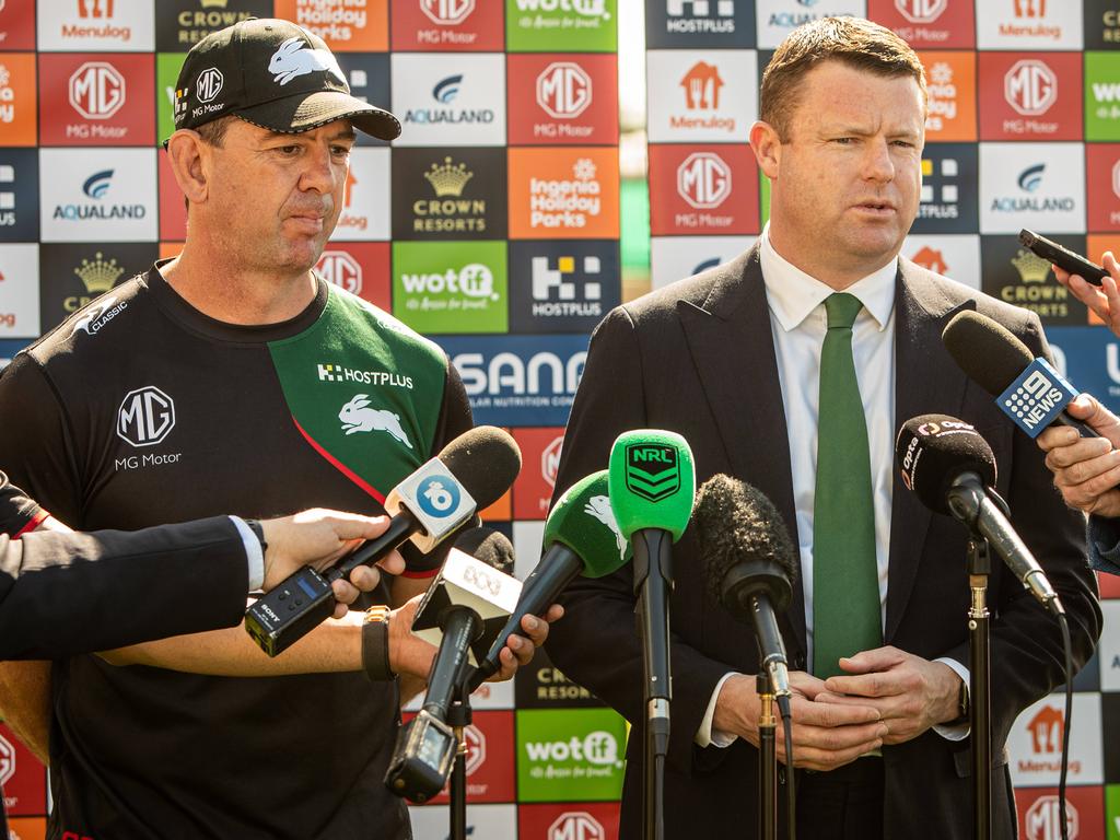 South Sydney CEO Blake Solly said the board was unanimous in deciding Jason Demetriou’s time as South Sydney coach was over. Picture: Julian Andrews