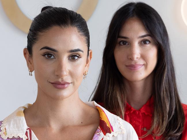 **Strict Embargo DO NOT USE. Please speak to Laura Charmers** QweekendThe founders of Sabo Skirt, Thessy Batsinilas  and Yiota Kouzoukas (long hair) in different settings around their office.Photograph David Kelly