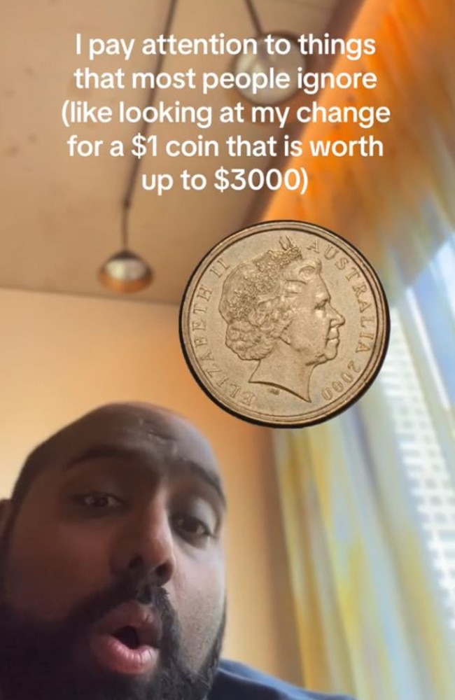 Joel Kandiah shared insight with his TikTok followers about the rare $1 coin. Picture: Joel Kandiah/TikTok