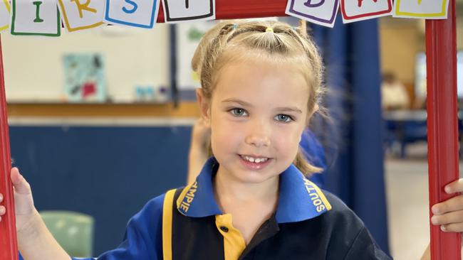 Iris Kraak – Gympie South State School prep students on first day, Monday January 22, 2024.