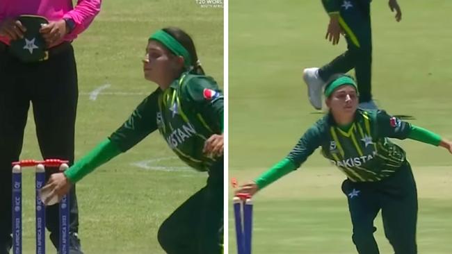 Pakistan's Zaib-un-Nisa runs out Rwanda's Shakila Niyomuhoza in their U19 Women's World Cup clash at Potchefstroom.