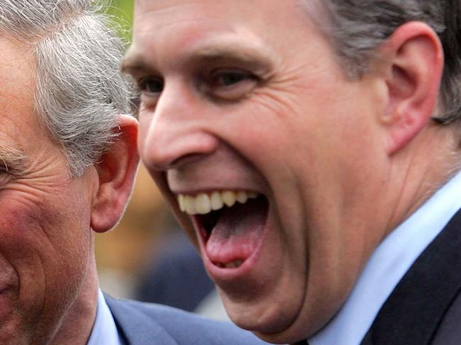 (FILES) In this file photo taken on May 22, 2006, Britain's Prince Charles (L) and his brother Prince Andrew share a joke as they visit the annual Chelsea Flower show in London. - Prince Andrew on November 20, 2019 said he was cancelling his public engagements, as the outcry from the British royal's friendship with convicted sex offender Jeffrey Epstein showed no sign of abating. (Photo by DAVID BEBBER / POOL / AFP)