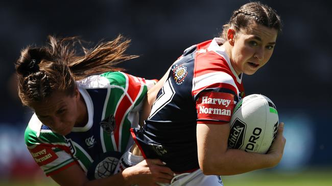 Jocelyn Kelleher on the charge against the Warriors. Picture: Getty Images