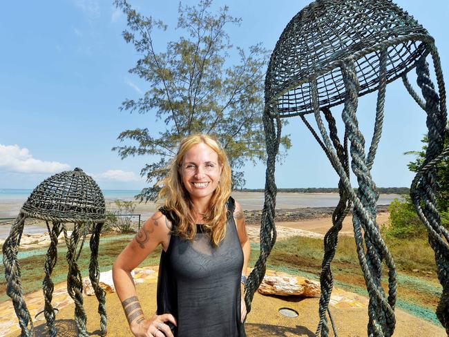 Darwin artist Aly de Groot's $150,000 jellyfish sculpture at East Point Reserve in Darwin, Northern Territory.