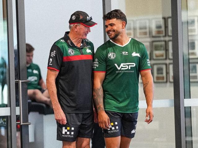 South Sydney coach Wayne Bennett and Latrell Mitchell. Pic: Instagram