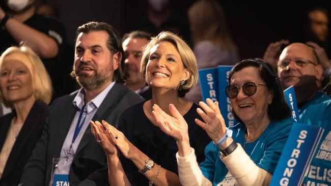 Katherine Deves, Liberal candidate for Warringah attends Scott Morrison’s Liberal Campaign Rally in the electorate of Reid. Picture: Jason Edwards