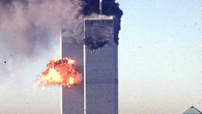 Smoke and flames erupt from the twin towers of the World Trade Center on September 11, 2001. Picture: AFP