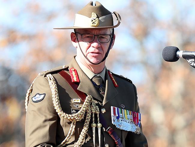 incoming Chief of Army Lieutenant General Rick Burr during a parade at  Defence Headquarters in Canberra.