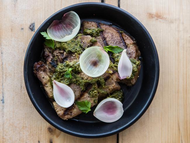 For Friday Feed. Ox tongue, salsa verde & pickled shallots at Rocker, Bondi. Photographer credit Nikki To