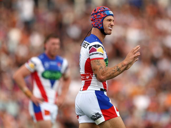 Kalyn Ponga saved the Knights numerous times with sound touches at the back. Picture: Getty Images