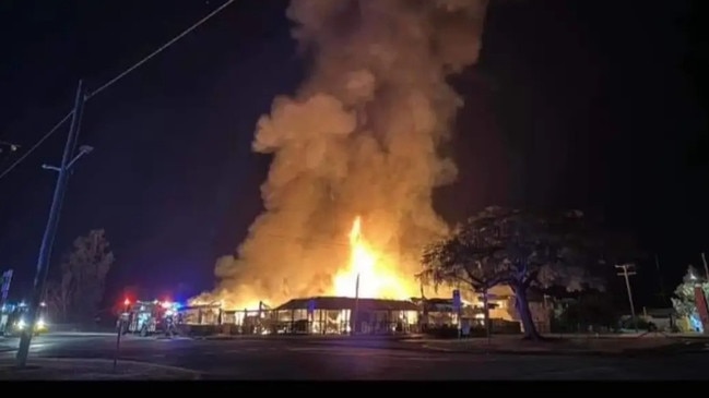 The Baralaba Hotel burnt down in a fire overnight.