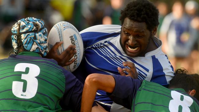 Cowboys Cup Schoolboys Football at Kern Brothers Drive. Townsville High against Pimlico High. Picture: Evan Morgan