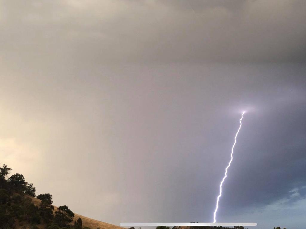 Reader's pic of the lightning storm over southern Tasmania late on Tuesday, January 15, taken on Hobart's Eastern Shore. Picture: SAM McCAMBRIDGE