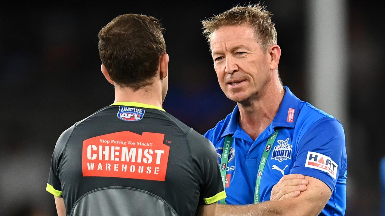 The AFL believes umpire abuse has gone on too long but others think conversations with coaches and players should still be part of the game. Picture: Getty Images