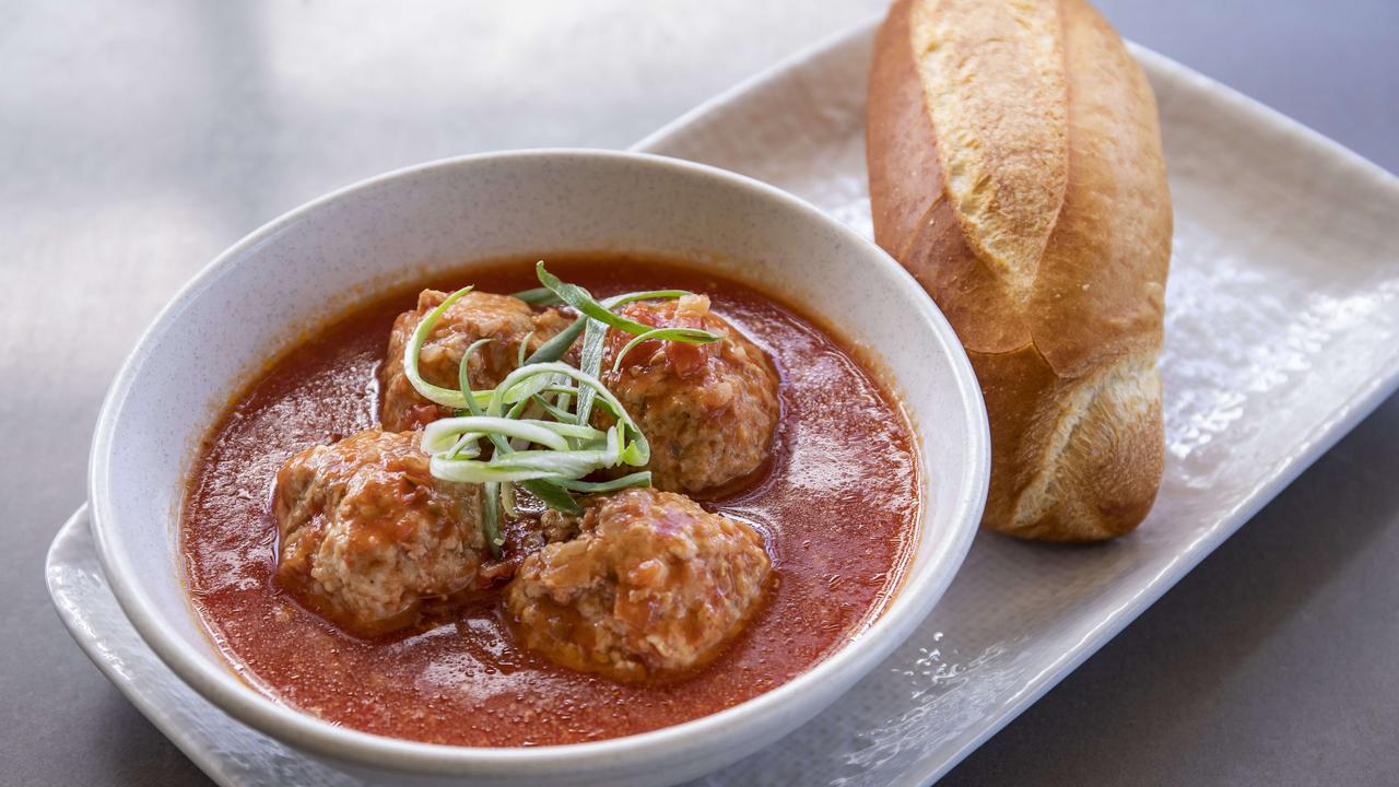 Pork meatballs at Cafe O-Mai at Annerley. Picture: Mark Cranitch.