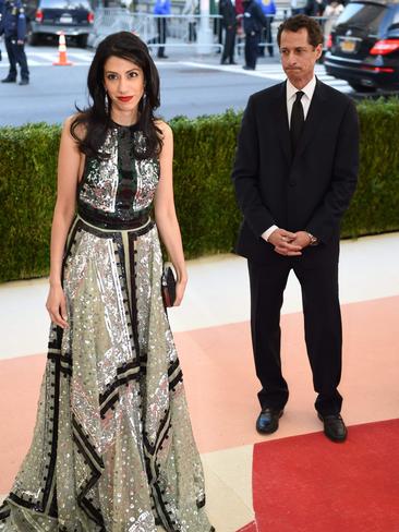 Huma Abedin has finally left her philandering husband (right). Picture: Timothy A. Clary/AFP
