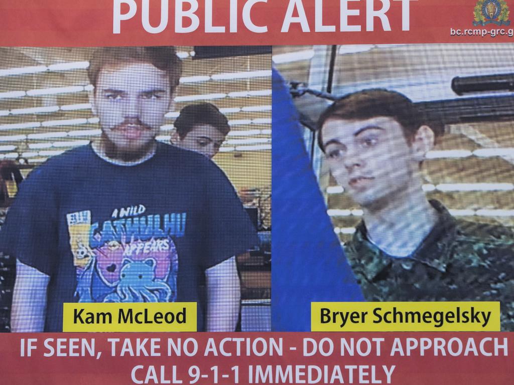 Kam McLeod, 19, and Bryer Schmegelsky, 18, are named suspects in the murders of Australian Lucas Fowler, his girlfriend Chynna Deese, and Canadian Leonard Dyck. Picture: RCMP