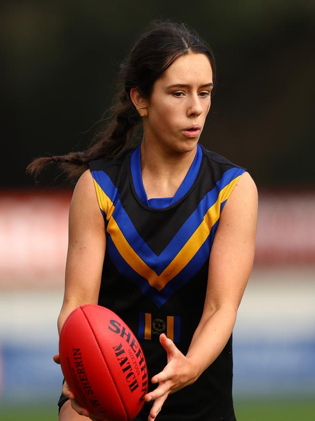 Kaitlyn McIntyre of Carey Grammar (Photo by Graham Denholm/AFL Photos via Getty Images)