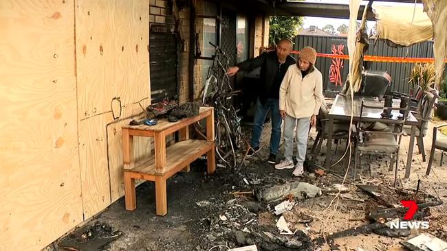 The fire quickly spread and gutted their Ellenbrook home. Picture: Seven News.