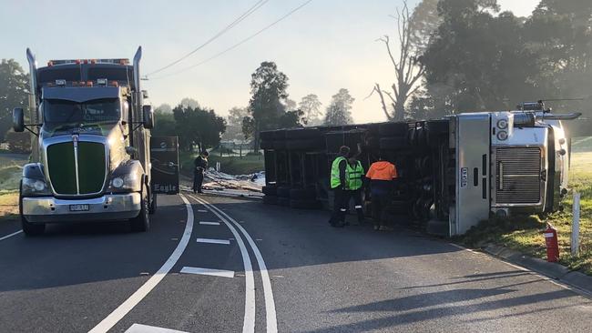 Emergency Services attending a truck rollover in Yering. Picture: Coldstream CFA