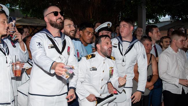 ADF personnel crowd into Darwin pubs to celebrate Anzac Day. Picture: Pema Tamang Pakhrin