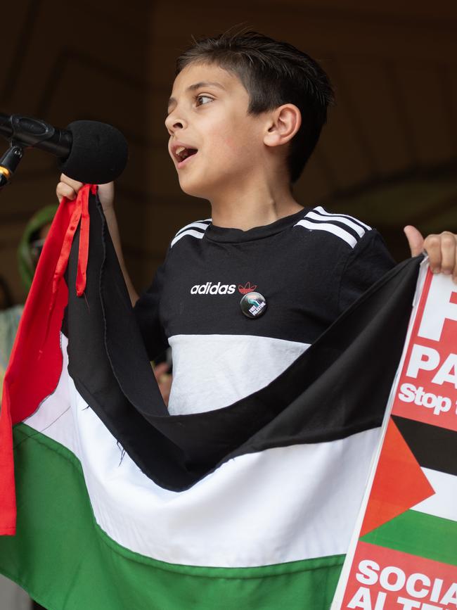 A young boy at the protest. Picture: Nicki Connolly