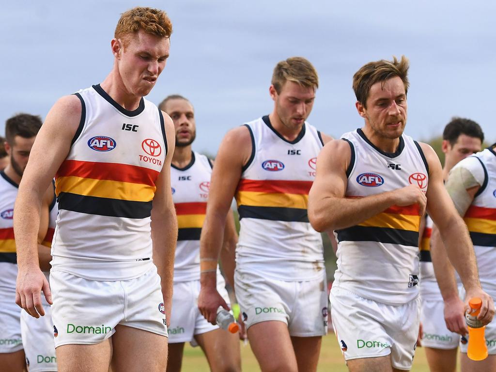 The Crows’ 2018 season spiralled after the controversial Collective Mind camp. Picture: Quinn Rooney/Getty Images