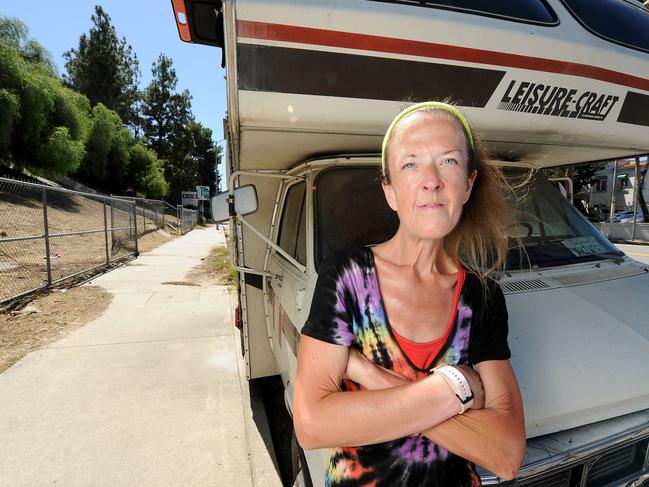 Liberty V. Justice rents a campervan outside Warner Brothers Studios in LA. Picture: Jeff Rayner (Coleman-Rayner)