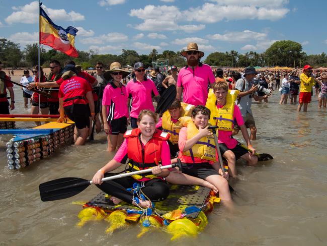 The Jerries boat at the Darwin Beer Can Regatta at Mindil Beach, 2024. Picture: Pema Tamang Pakhrin