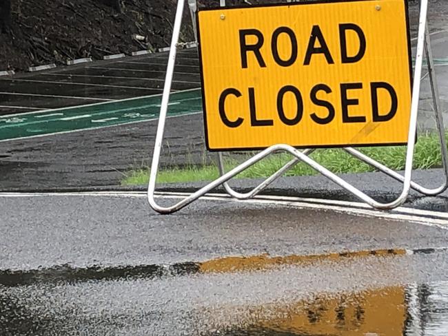 The rowing club car park is closed as the Wilsons River rises.