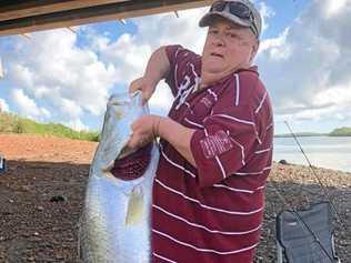 BARRATASTIC: Dave Rossow with his 120cm barramundi. INSET: Not long after, brother Alan Rossow also caught a barramundi of his own. Picture: Suzy Rossow