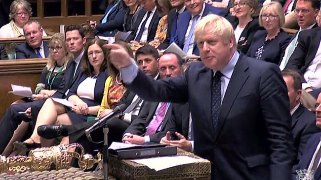 It means running up the white flag’: Boris Johnson at the dispatch box in the House of Commons. Picture: AFP